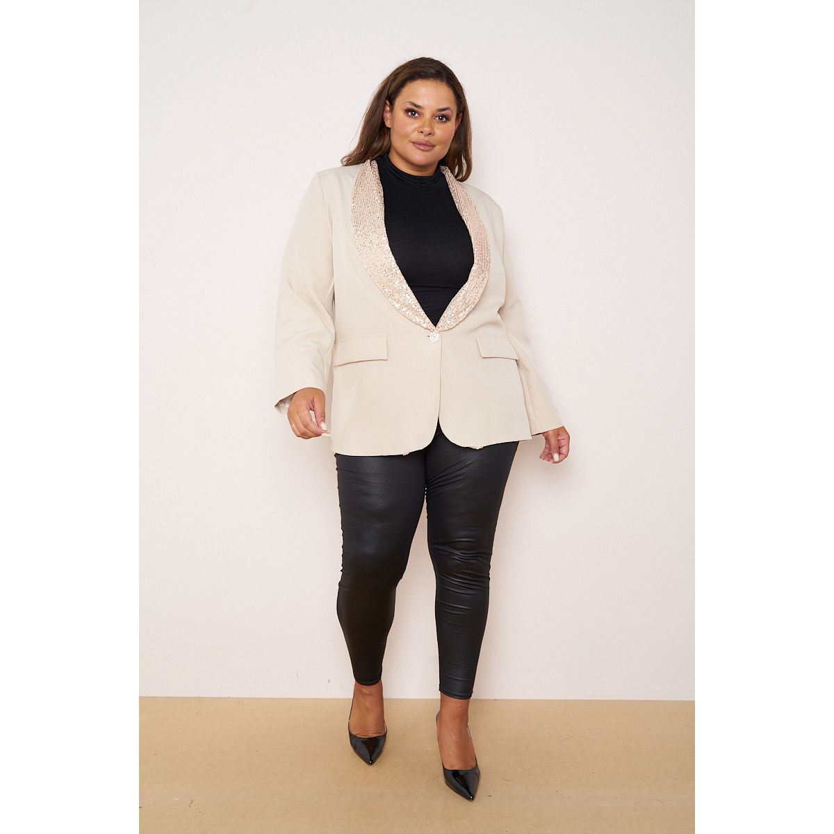 Plus size cream sale blazer