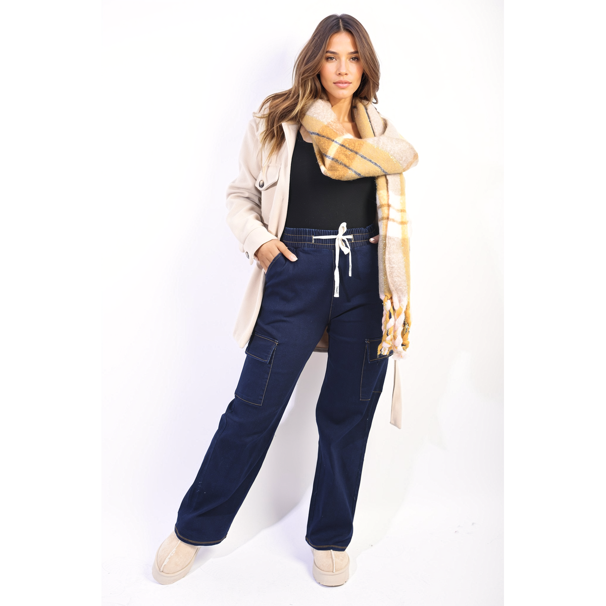 Pocket flap jeans top