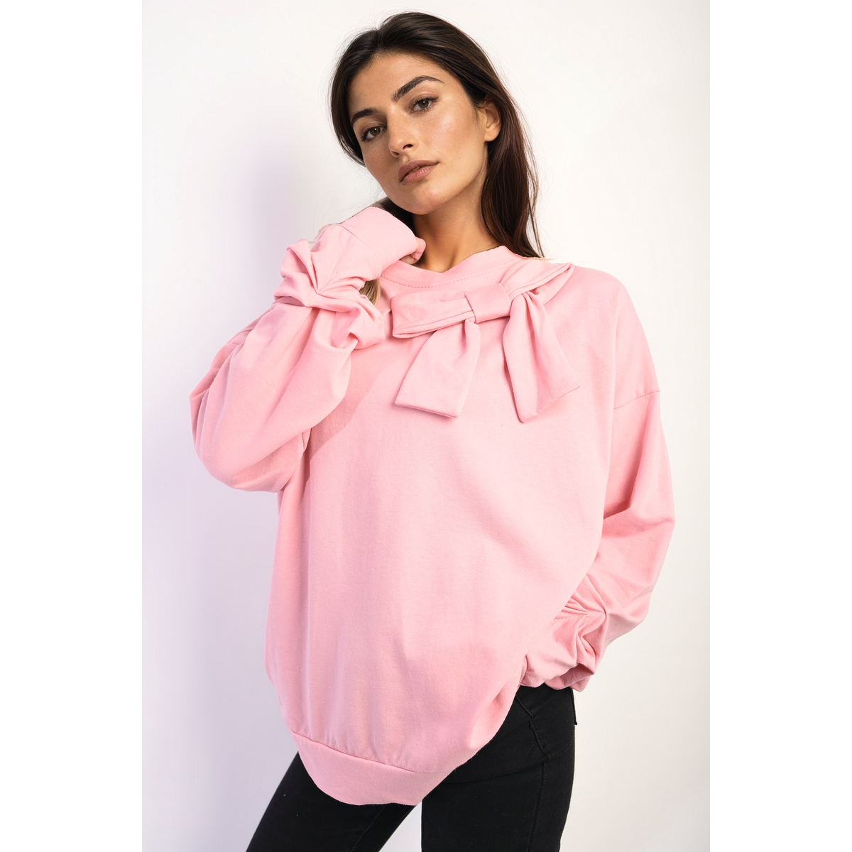 Bow sleeve jumper deals
