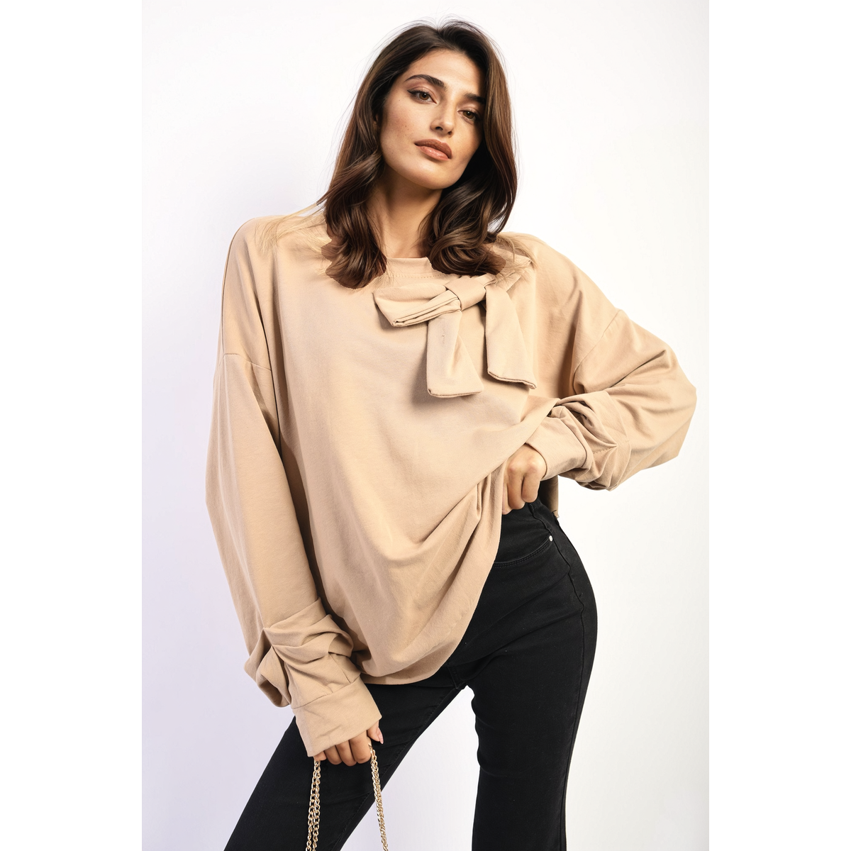 Jumper with bows on sleeves clearance
