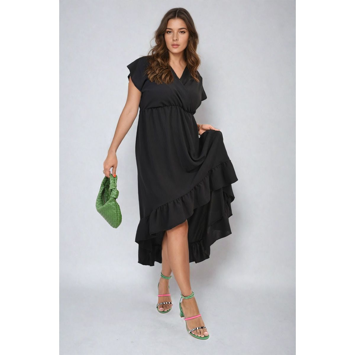 Low Ruffle Hem Maxi Dress Go Wholesale