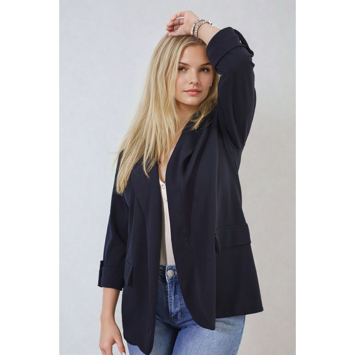 Longline open front blazer shop