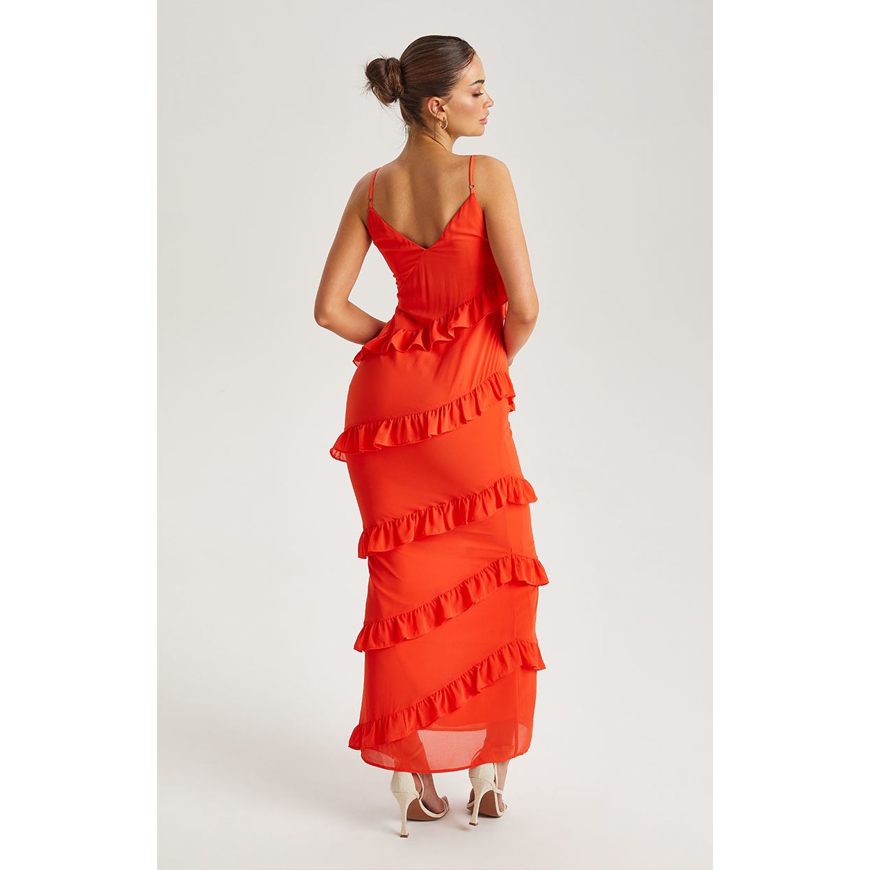 Red Ruffle Maxi Dress | Go Wholesale
