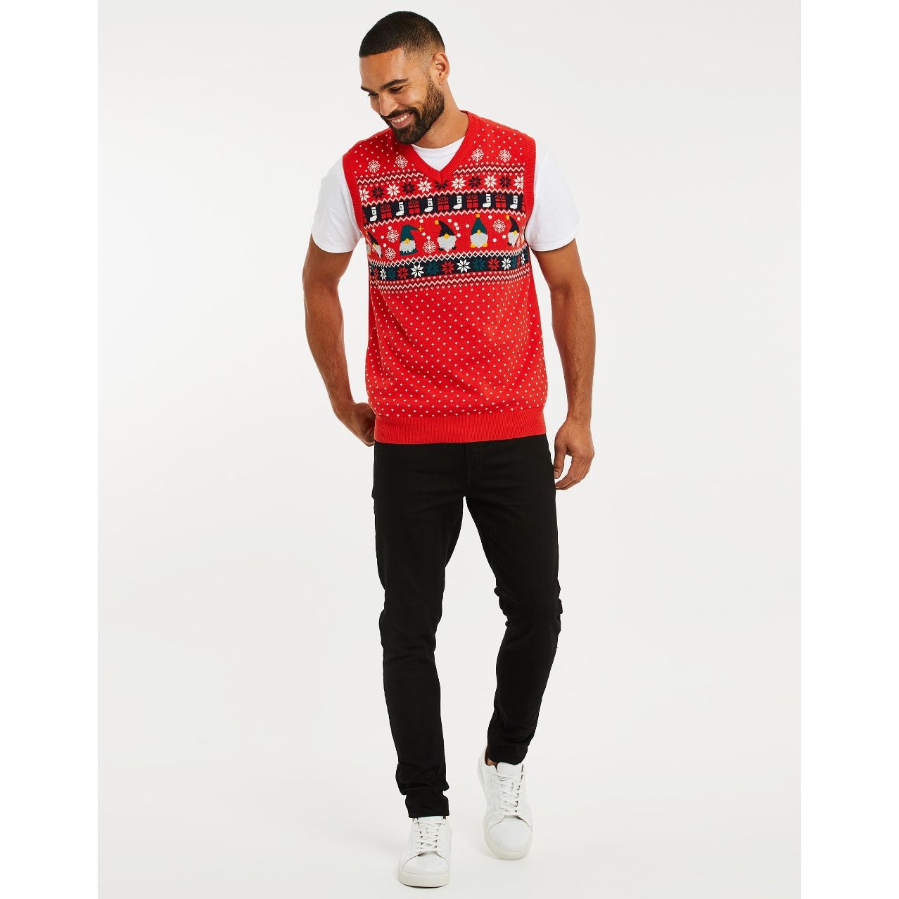 Red Montana Knitted Vest Christmas Jumper Go Wholesale