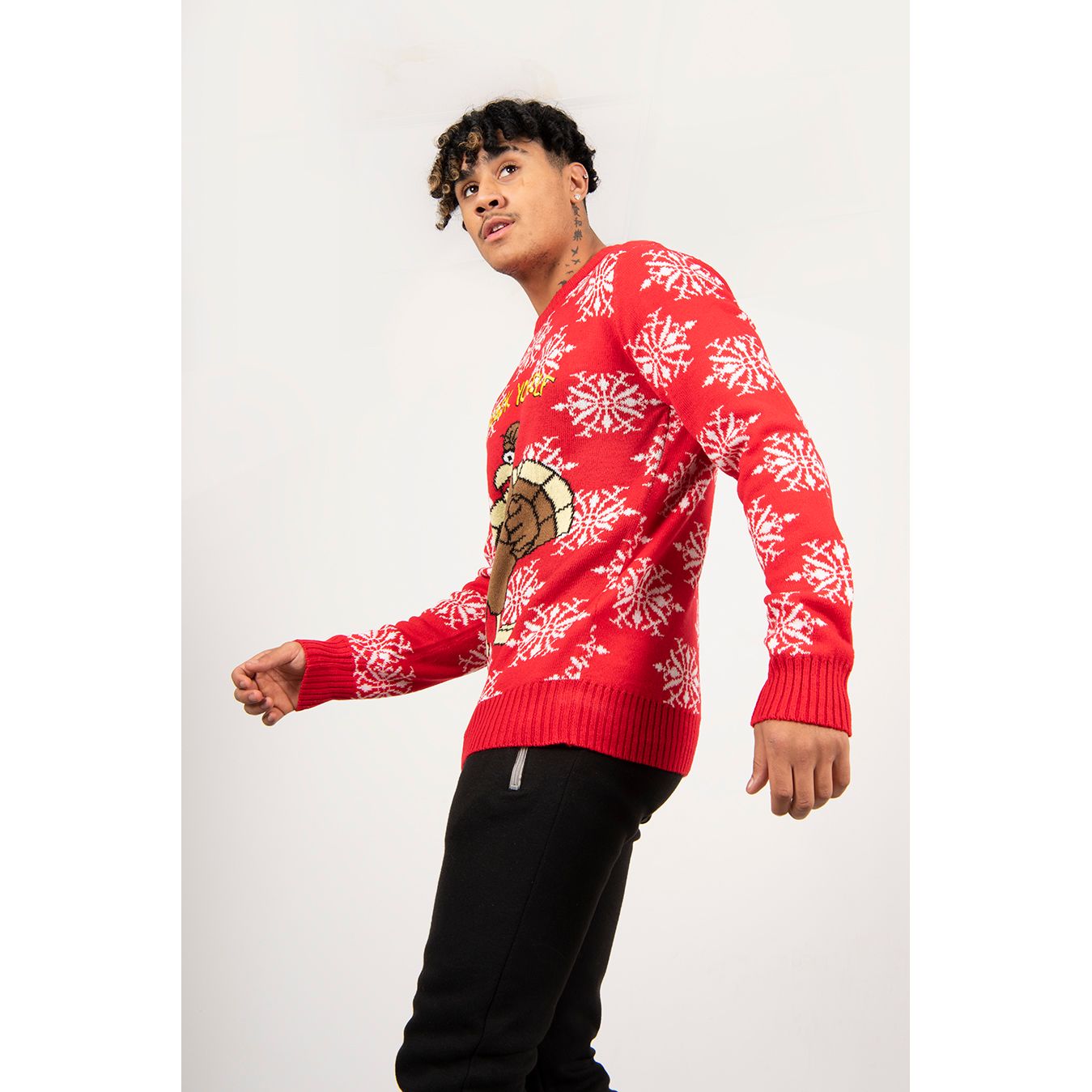 Red slogan new arrivals jumper