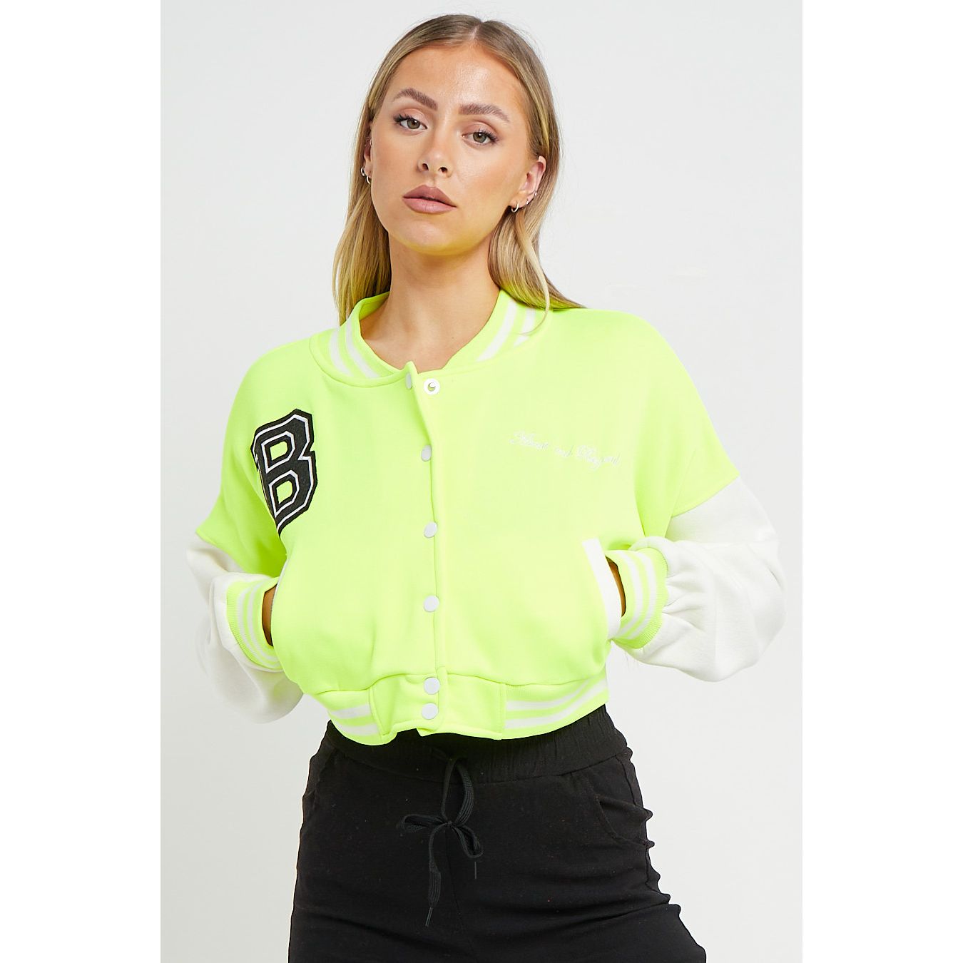 Lime green sales varsity jacket