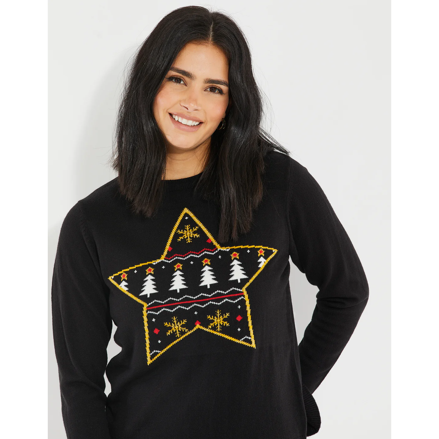 Black reindeer christmas jumper top