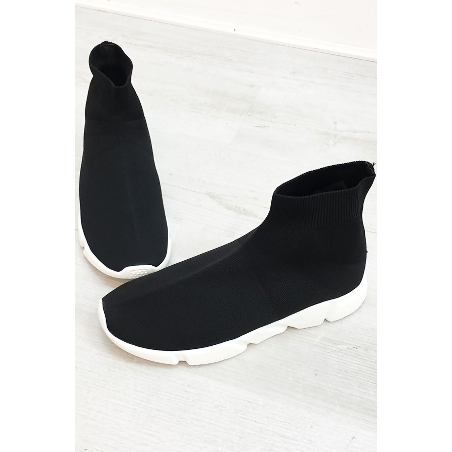 Black and hotsell white sock trainers
