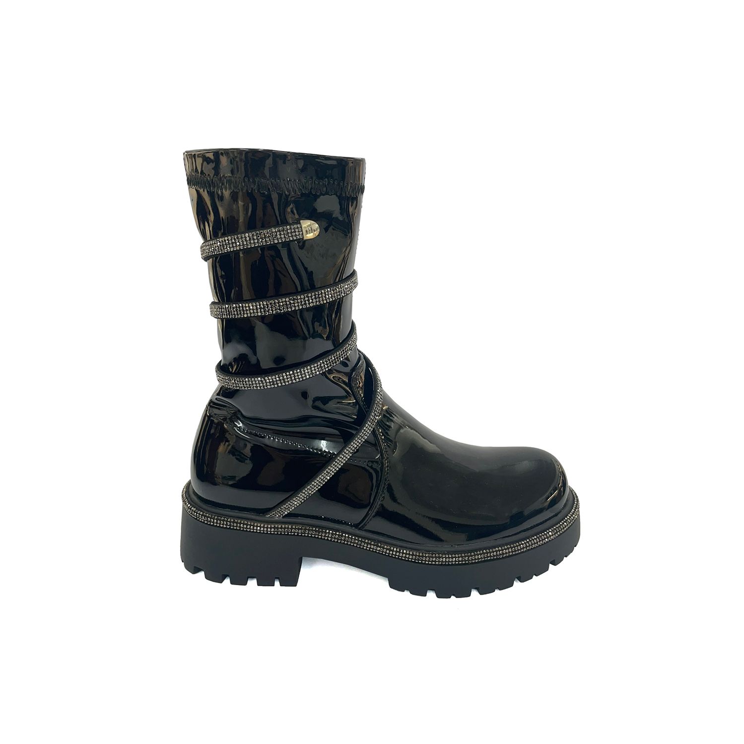Diamante Wrap Mid Length Ankle Boots with Full Zip Go Wholesale
