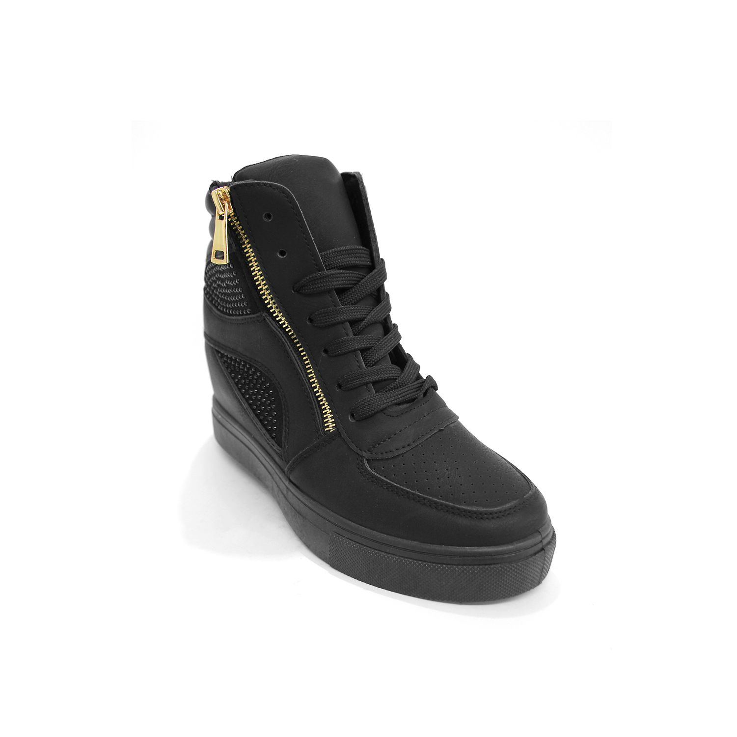 Diamante Zip Up High Top Wedge Trainers Go Wholesale