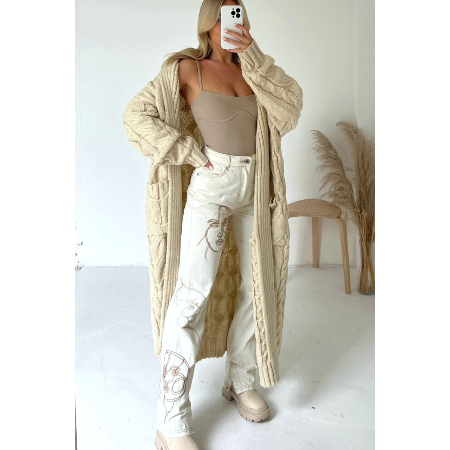 Chunky Knit Long Cardigan Go Wholesale
