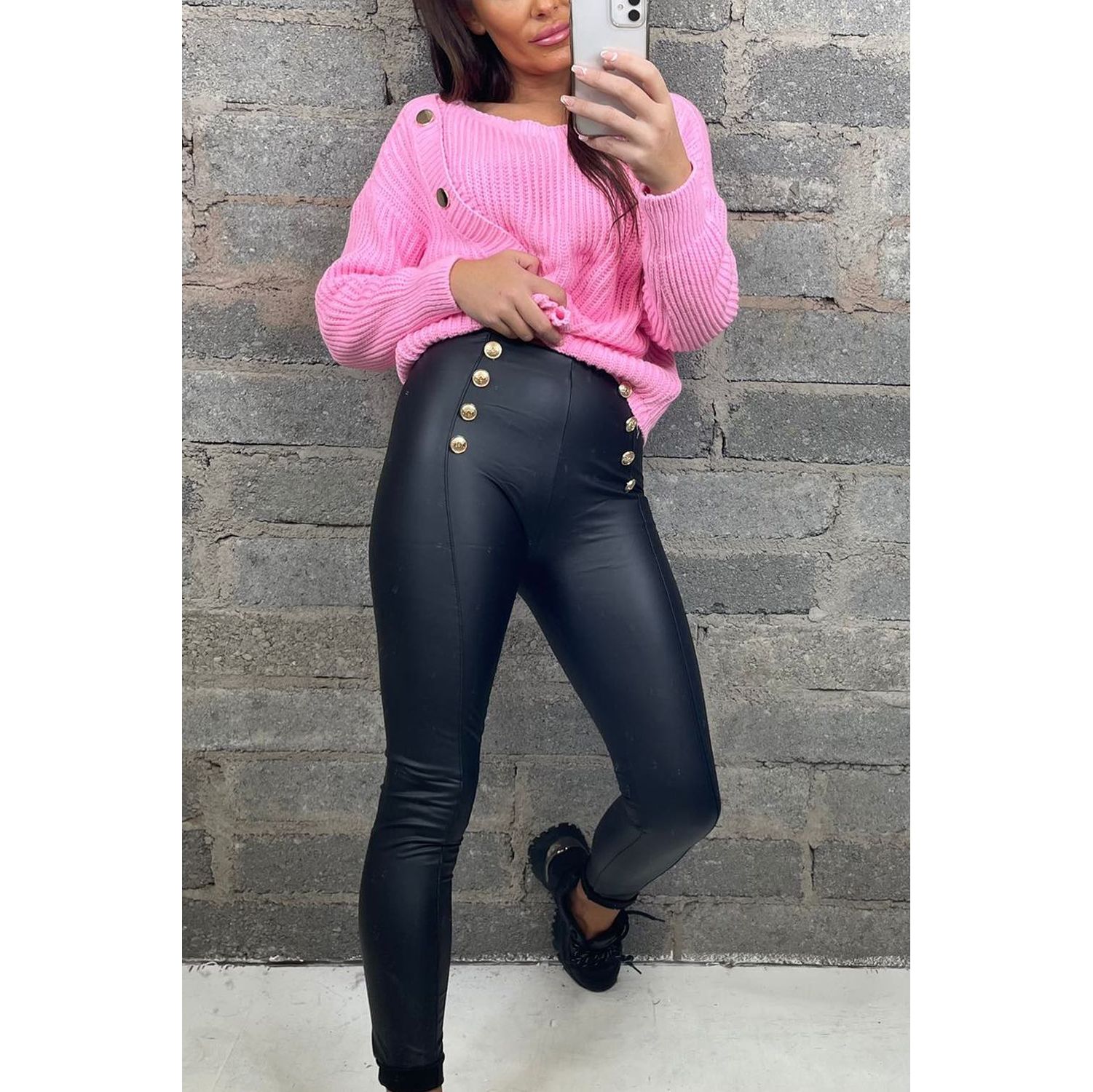 Gold faux leather clearance leggings