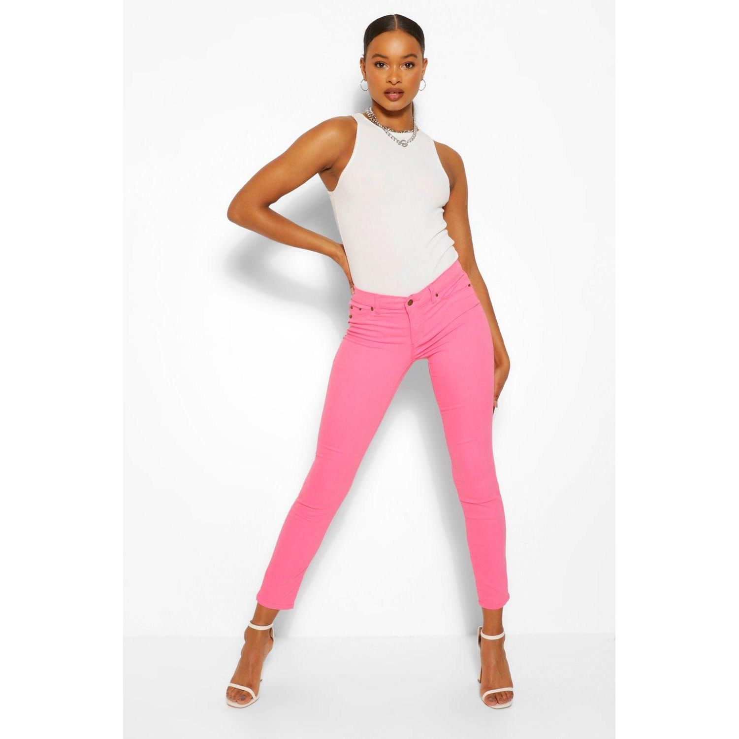 Pink shop stretch jeans