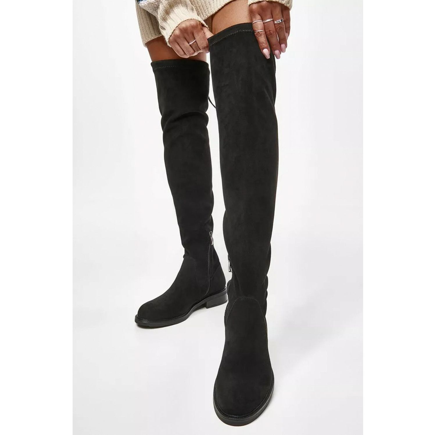 flat suede knee boots