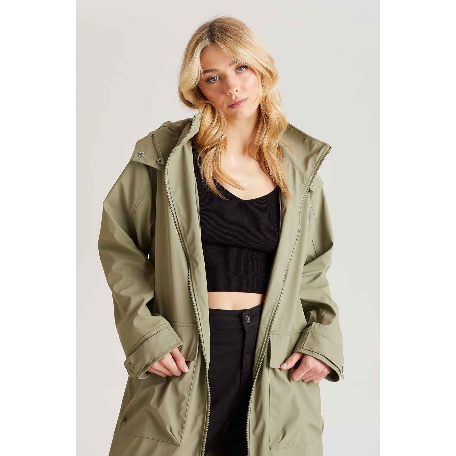 Khaki Rubberised Raincoat Go Wholesale