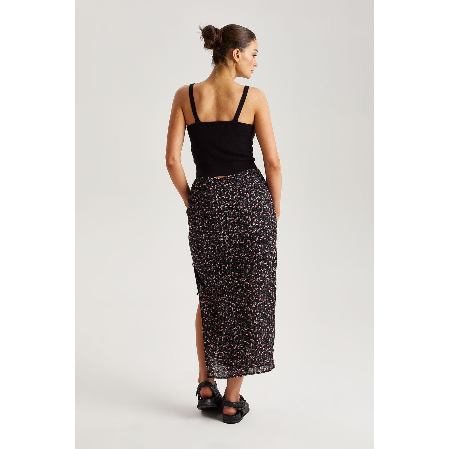 Ruched floral skirt online