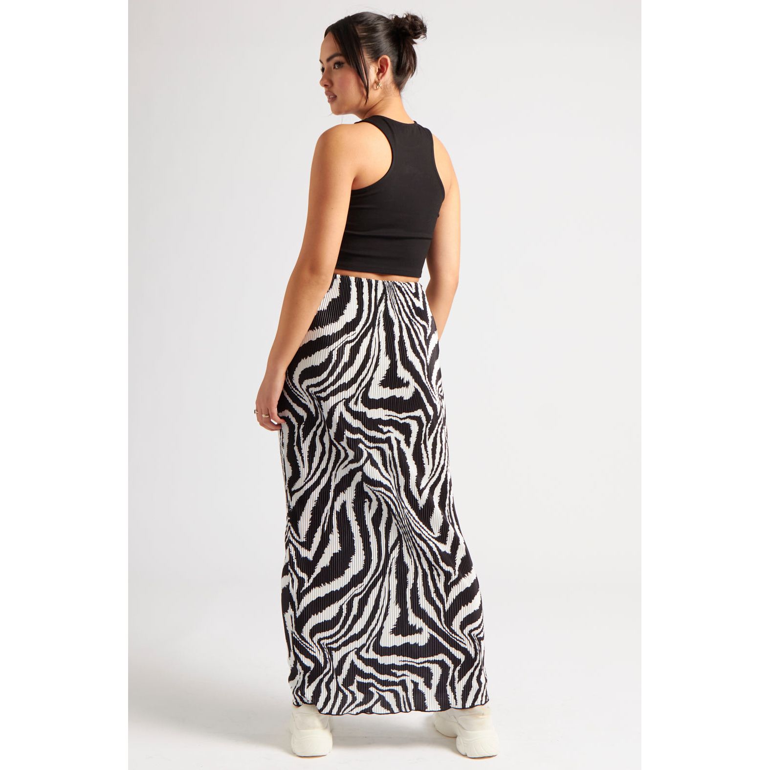 Zebra Plisse Maxi Skirt Go Wholesale