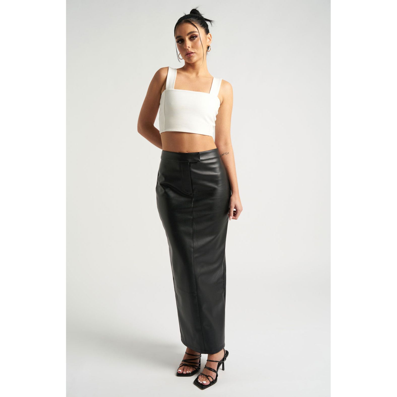 Black Maxi PU Skirt Go Wholesale