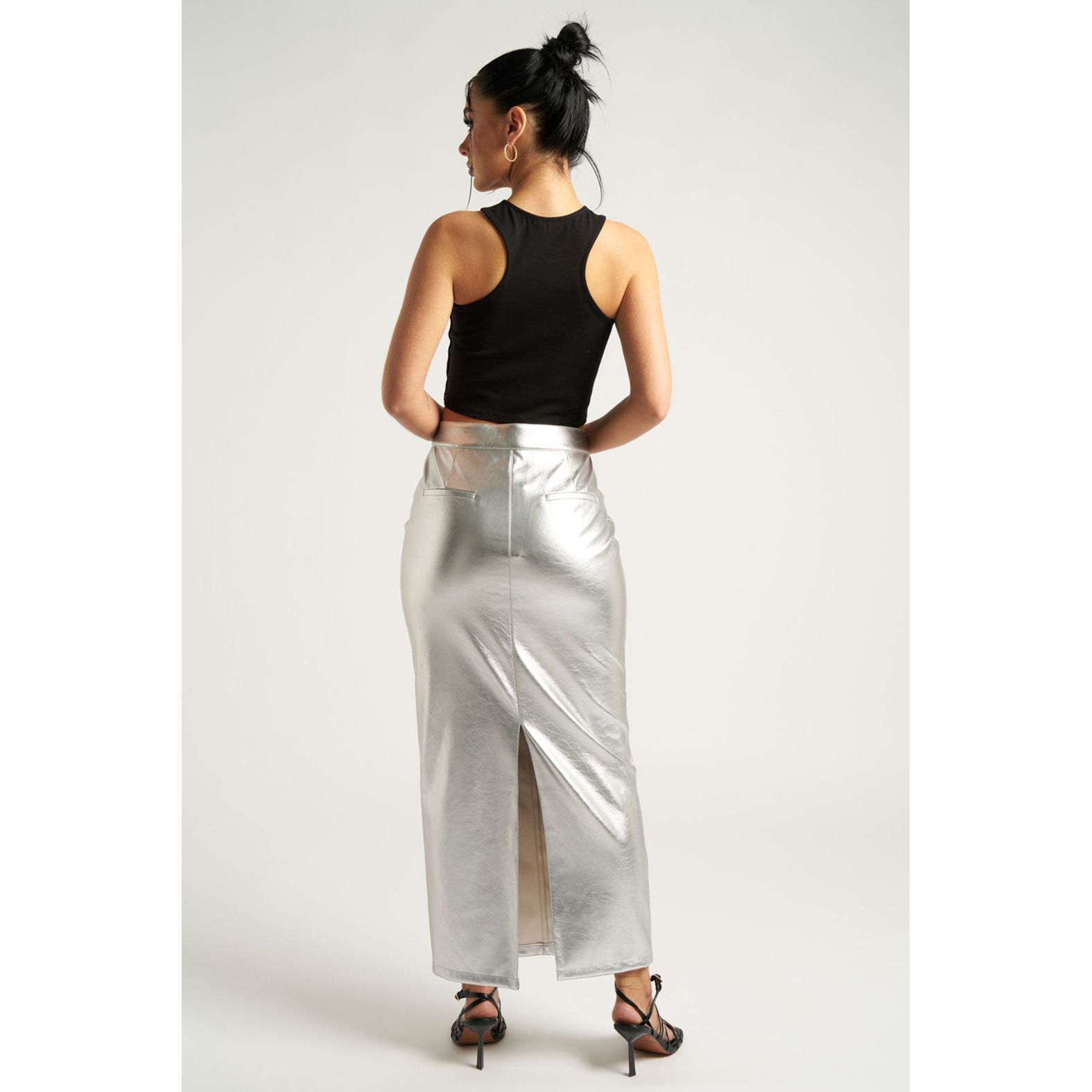 Silver maxi skirt uk online
