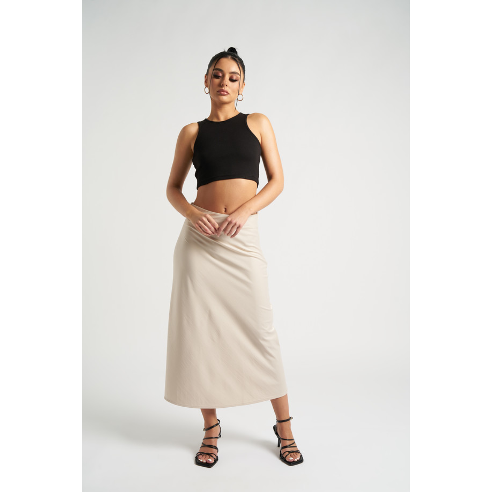 Stone Satin Bias Cut Maxi Skirt Go Wholesale