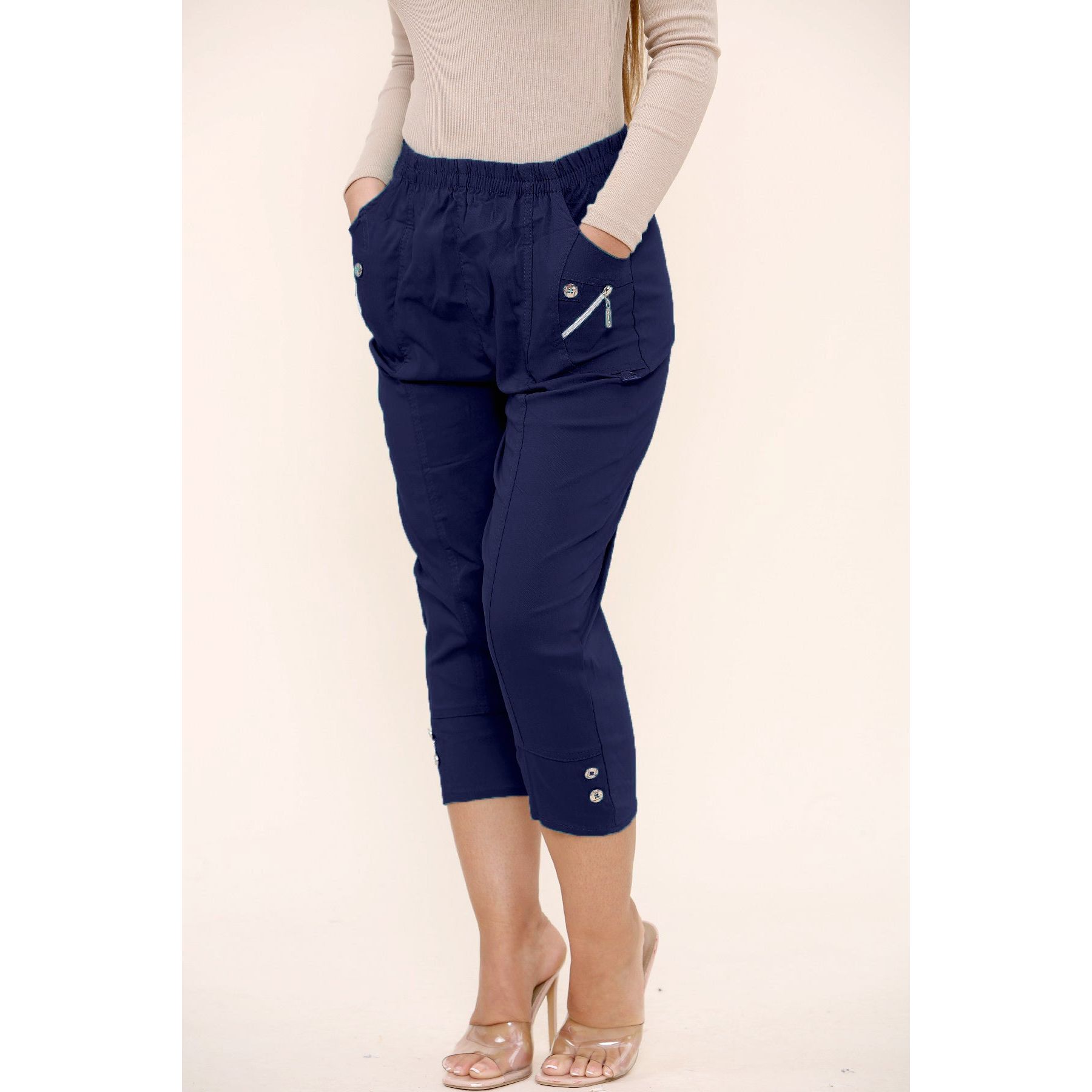 Ladies stretch discount cropped trousers uk