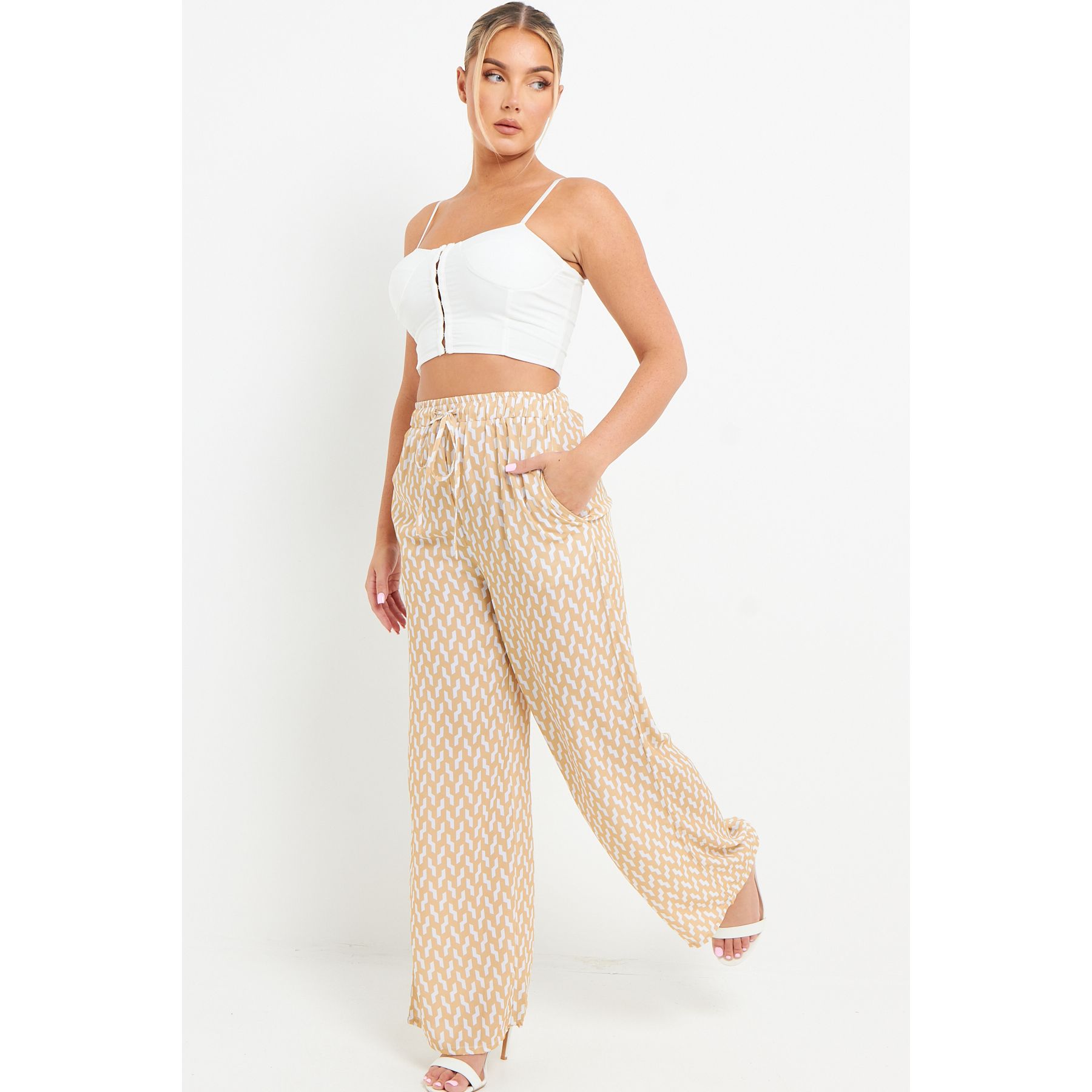 PATTERNED WIDE LEG TROUSERS Go Wholesale