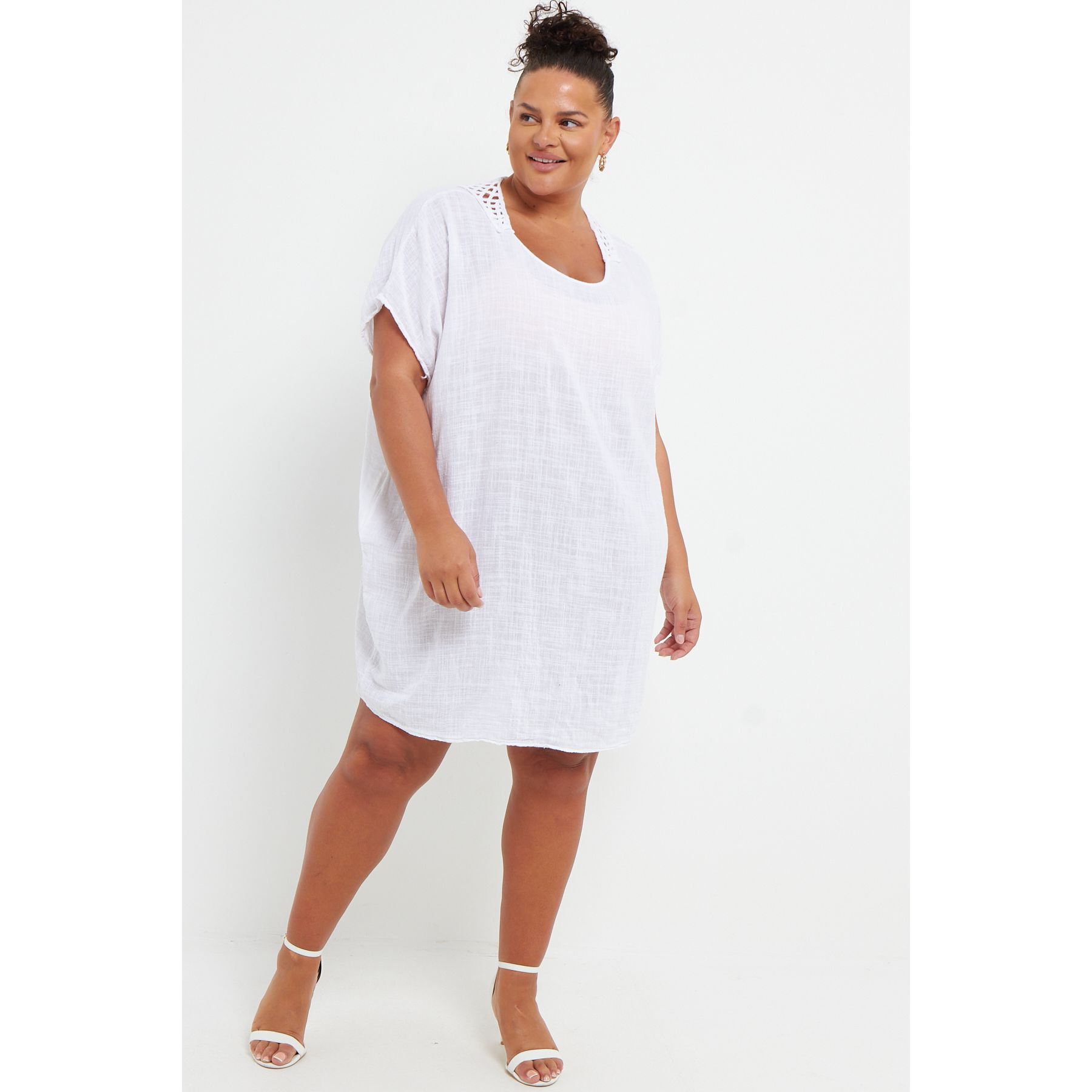 Plus size white crochet dress cheap