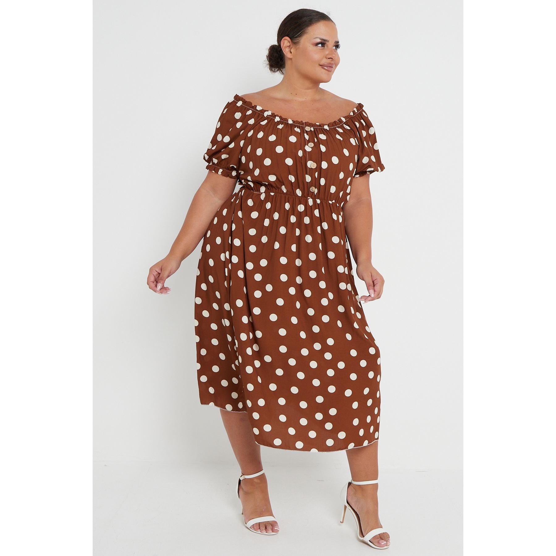 Polka dot dress plus size uk sale