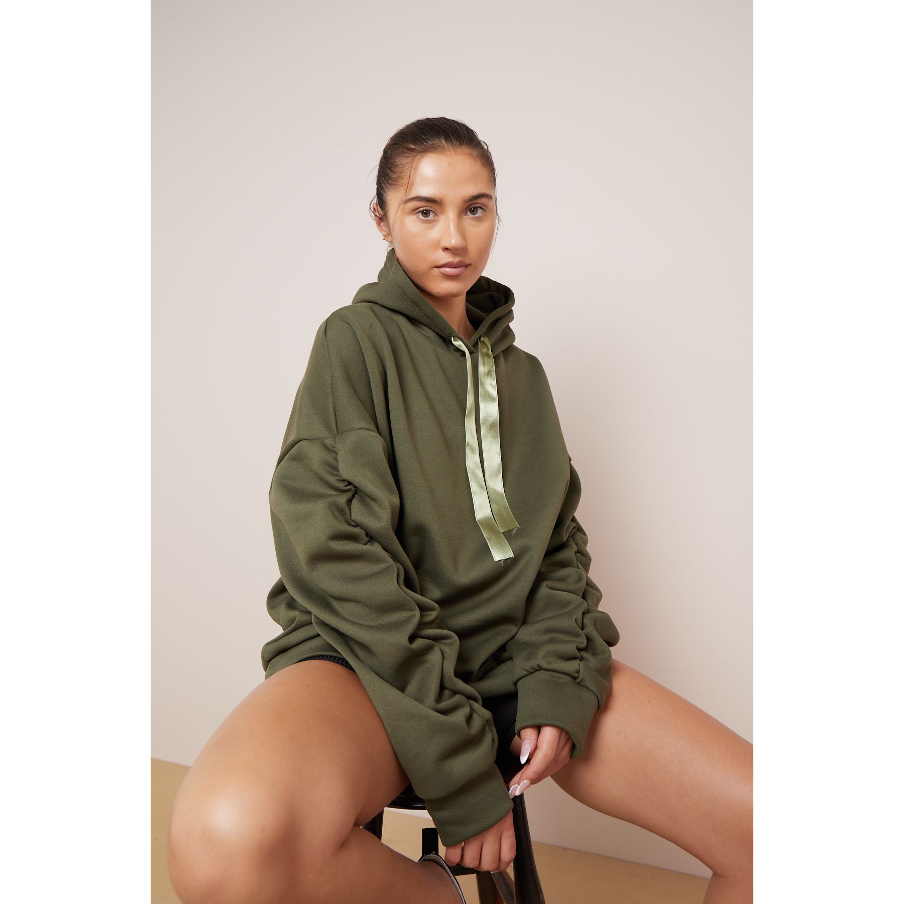 Ruched arm hoodie best sale