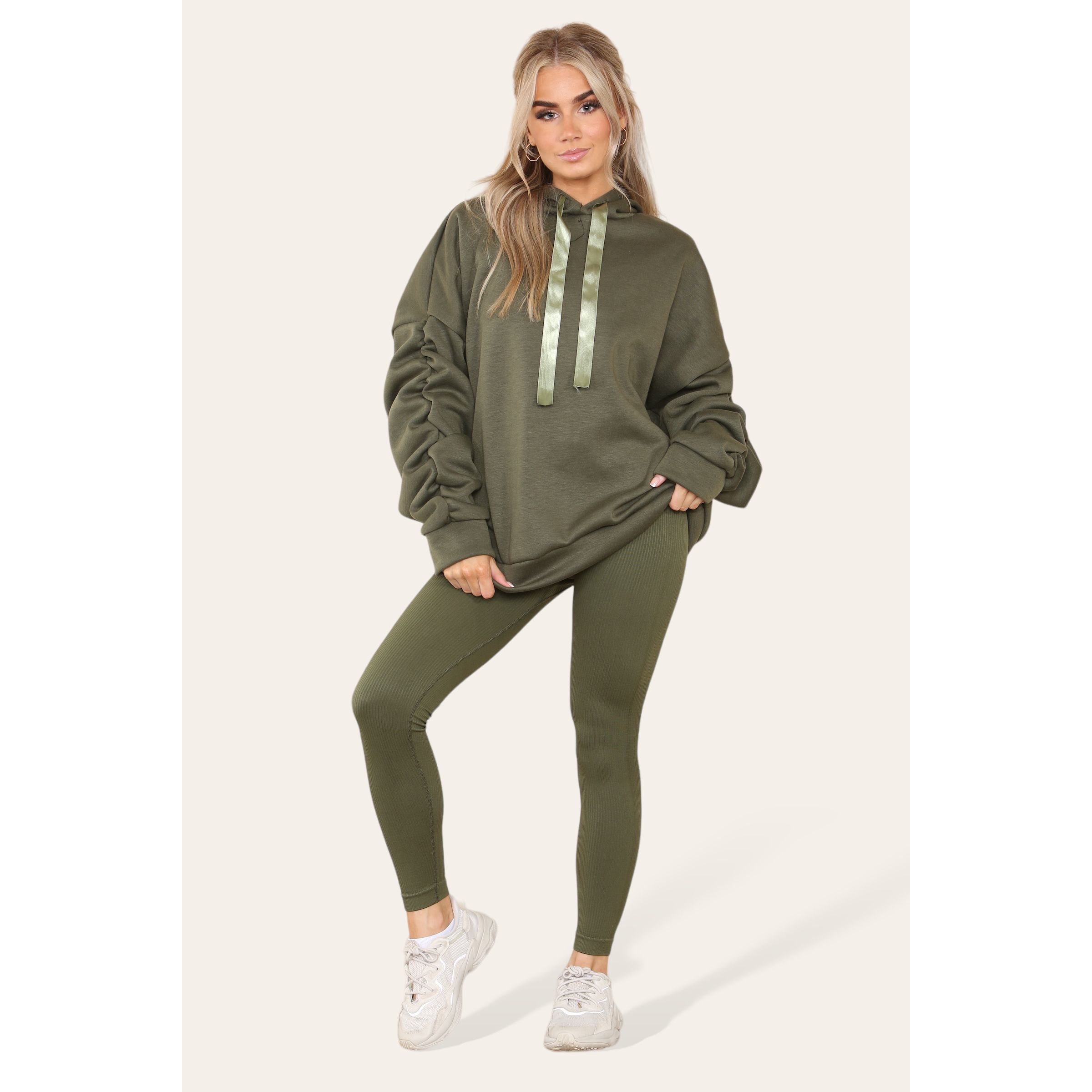 Khaki hoodie ladies hot sale
