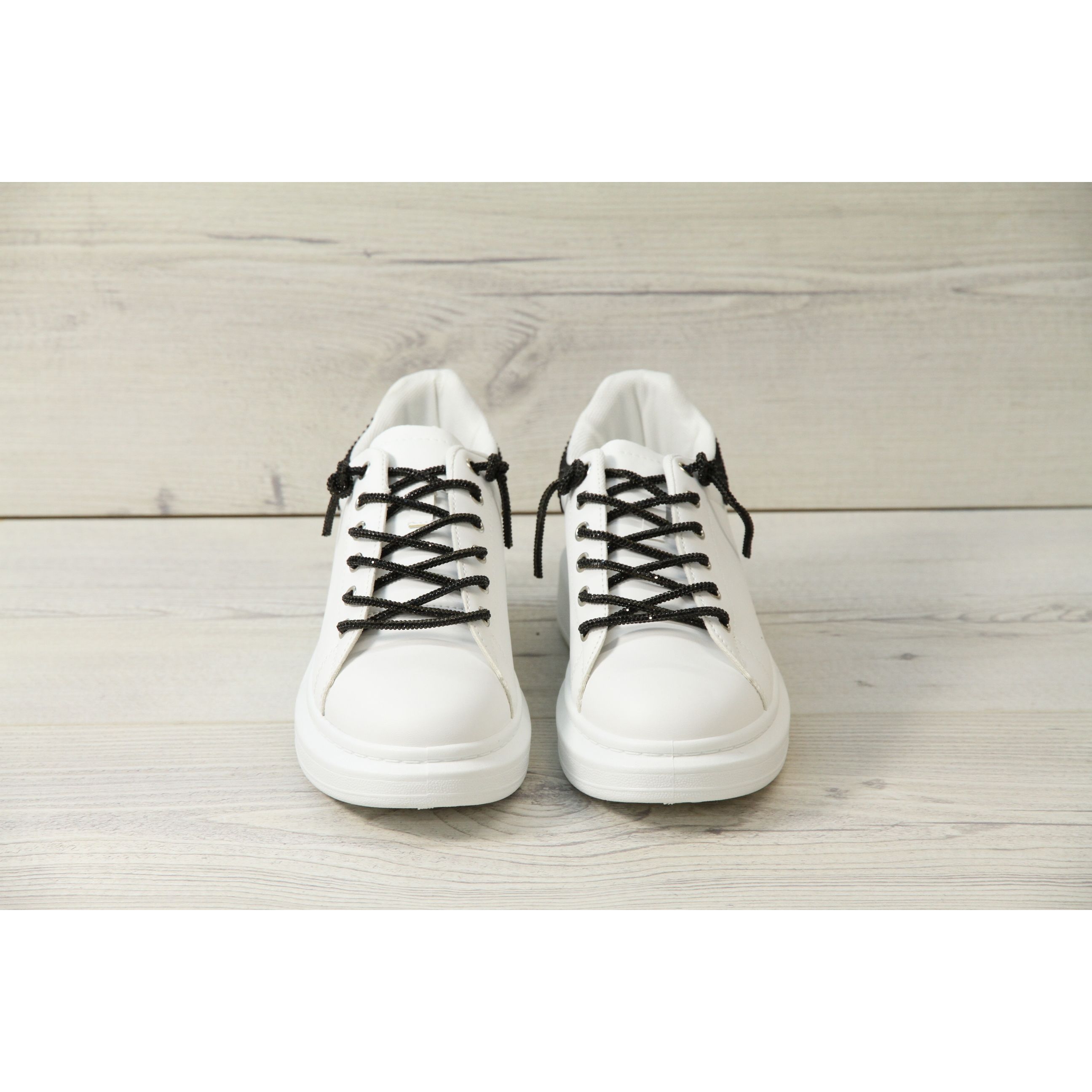 2373 Womens Glitter Sparkling Lace Up Platform Sneakers WHITE