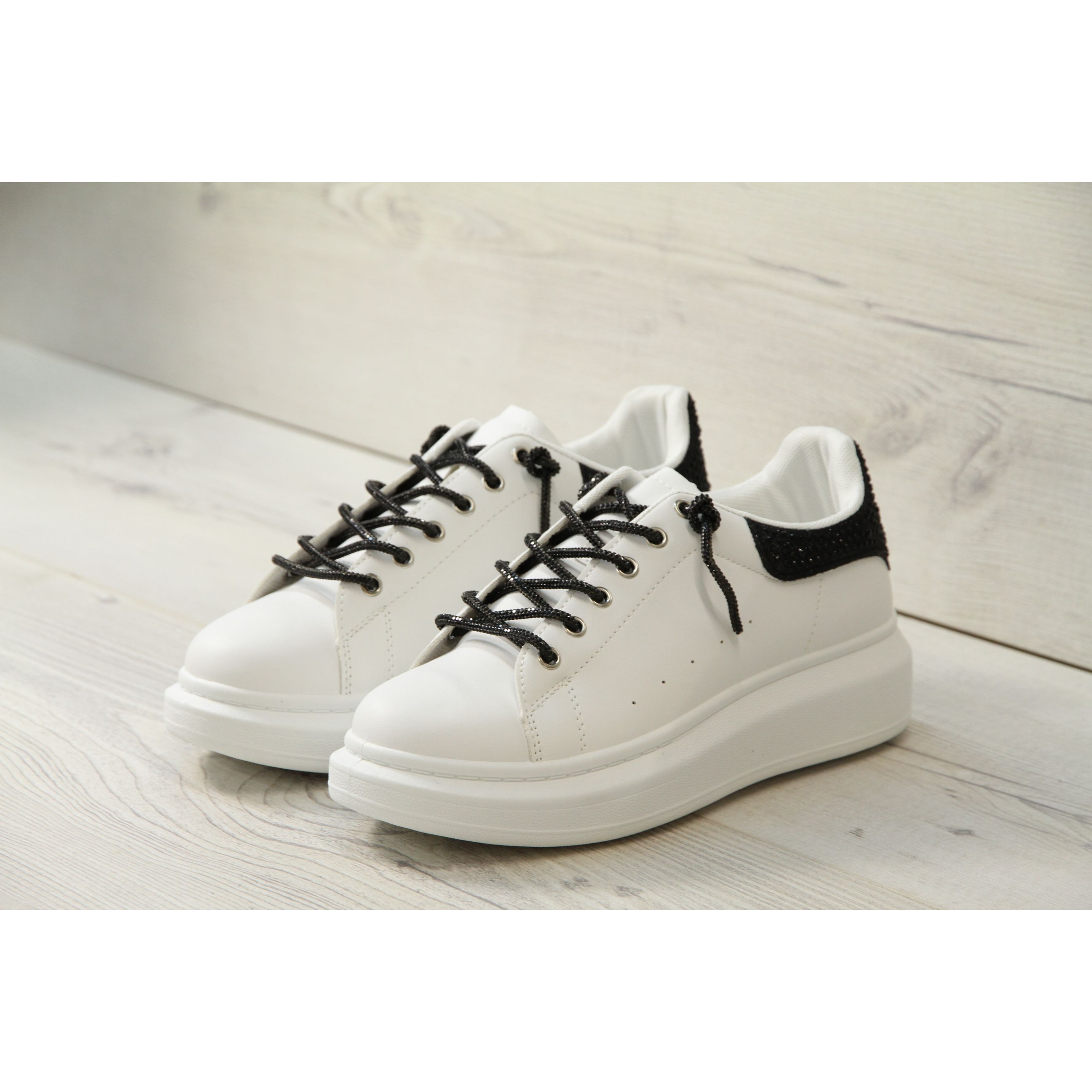 2373 Womens Glitter Sparkling Lace Up Platform Sneakers WHITE