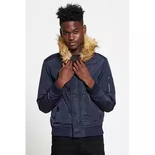 French connection faux clearance fur hood flight jacket
