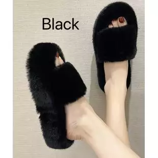 Mens fur sliders hot sale