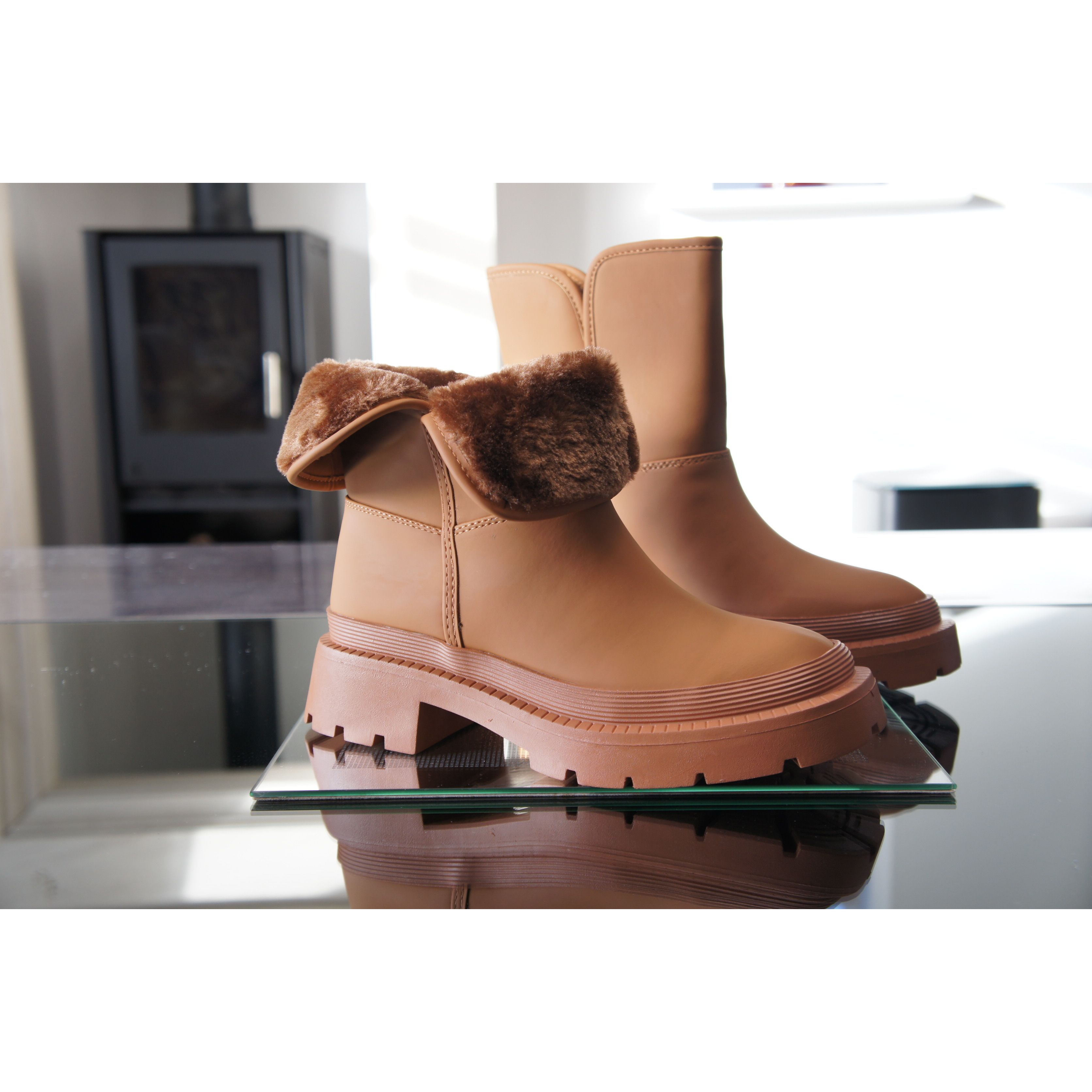 Fur top ankle boots uk hot sale