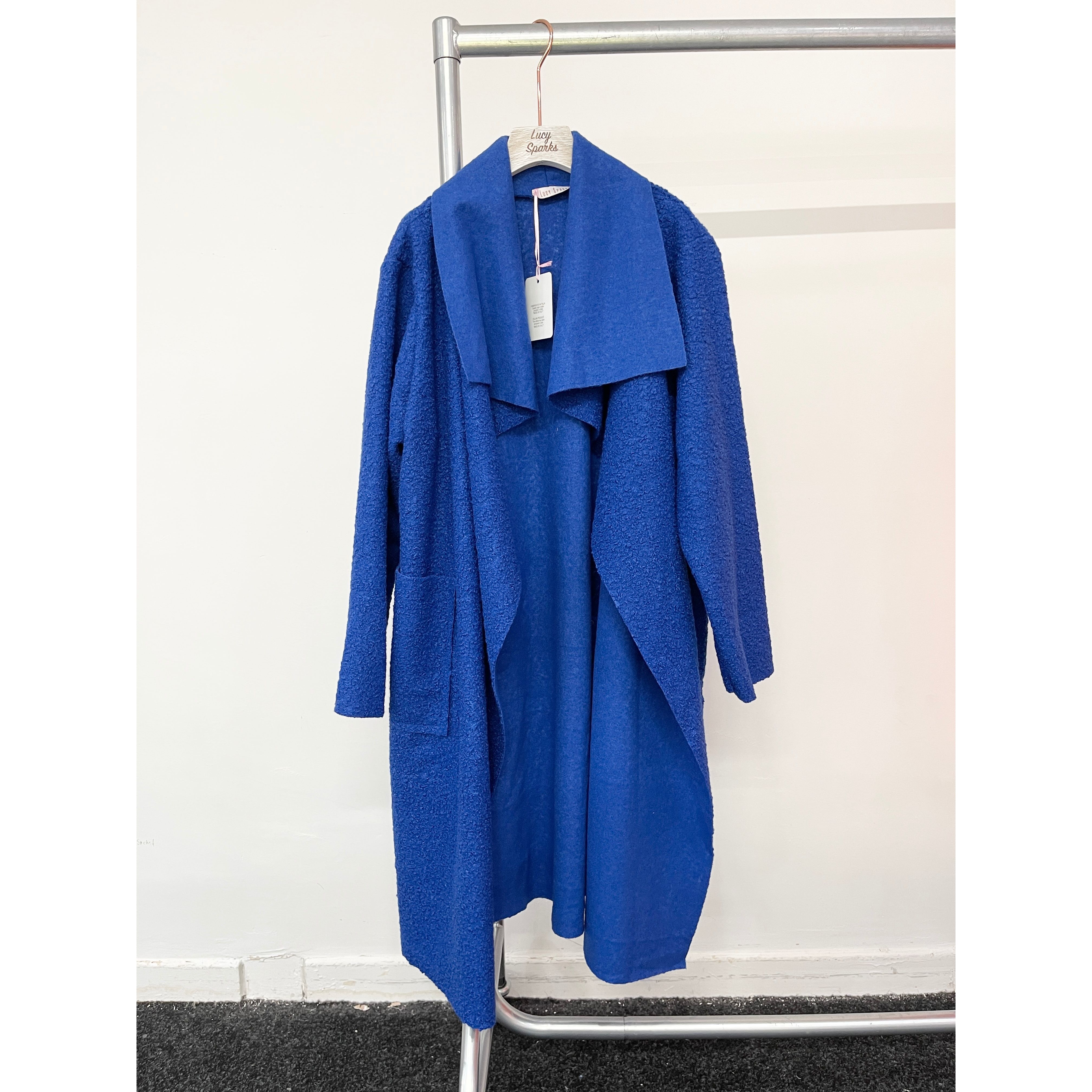 Long sleeve draped boucle waterfall winter coat Go Wholesale