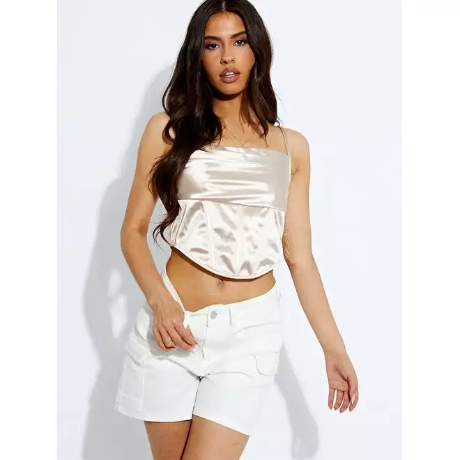 Satin cami crop top store