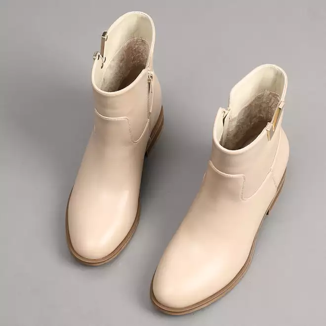 Beige flat ankle boots store