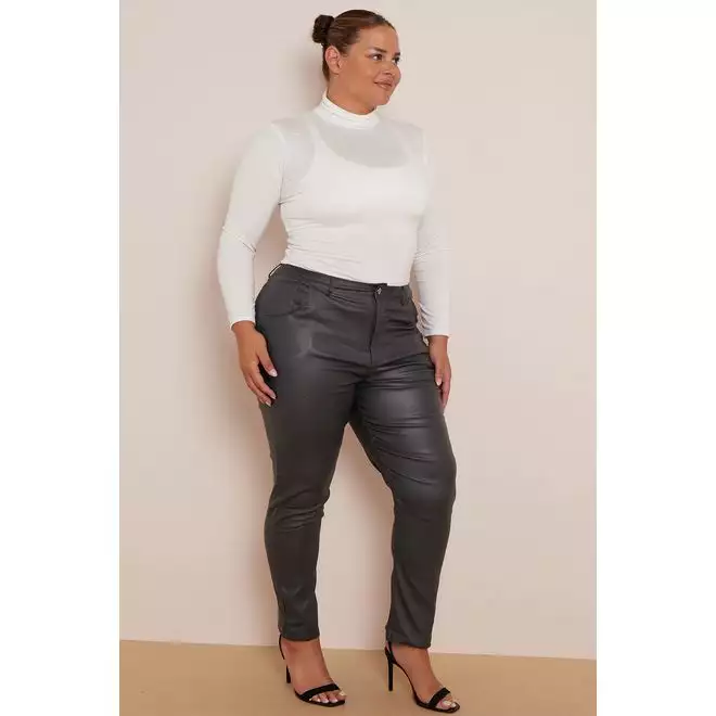 Plus size leather outlet look trousers