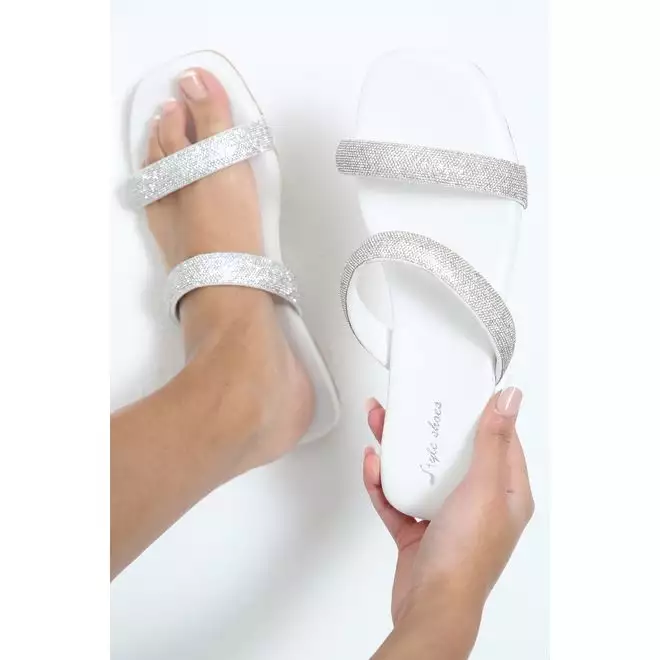 White sparkly sandals sale