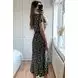 Floral Print Frill Midi Wrap Dress In Black | Go Wholesale