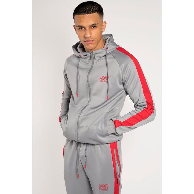 Nike air grey and red new arrivals tracksuit