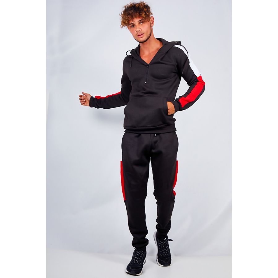 Grey white and black striped tracksuit top